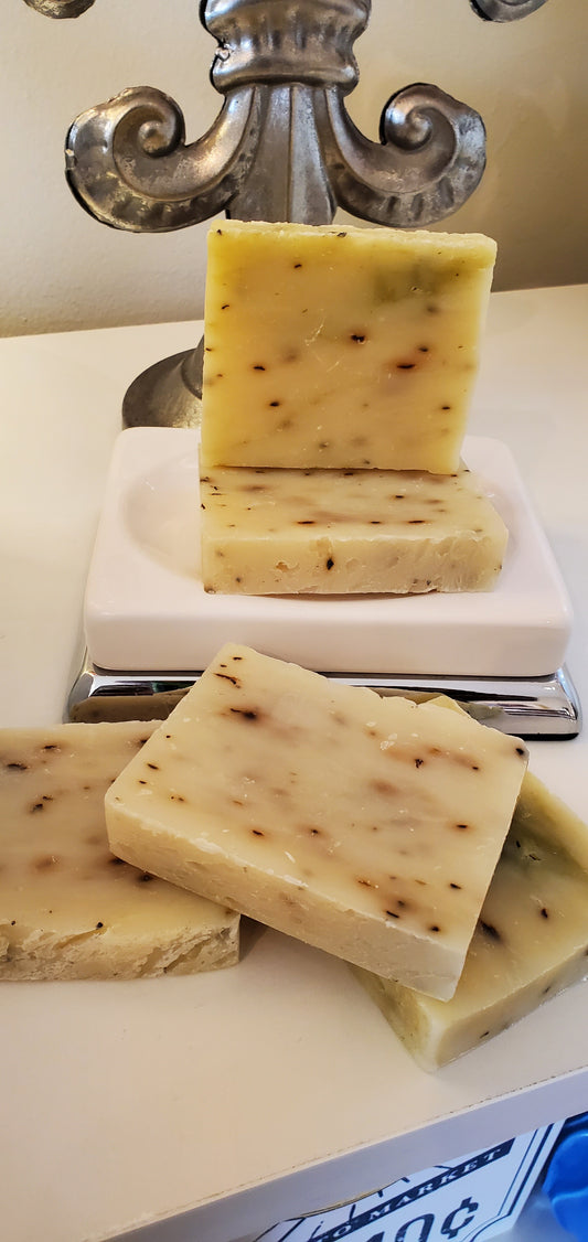 Organic Peppermint Soap with Crushed Leaves